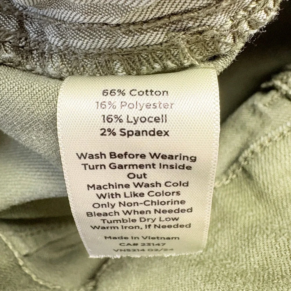 Talbots Pants Women Size 10 Olive Green Straight Ankle Crop Cotton Lyocell Blend - Picture 7 of 11